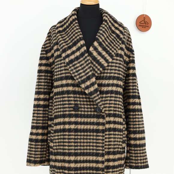 AVEC LES FILLES HOUNDSTOOTH PLAID OVERSIZED PEACOAT - Picture 4 of 13